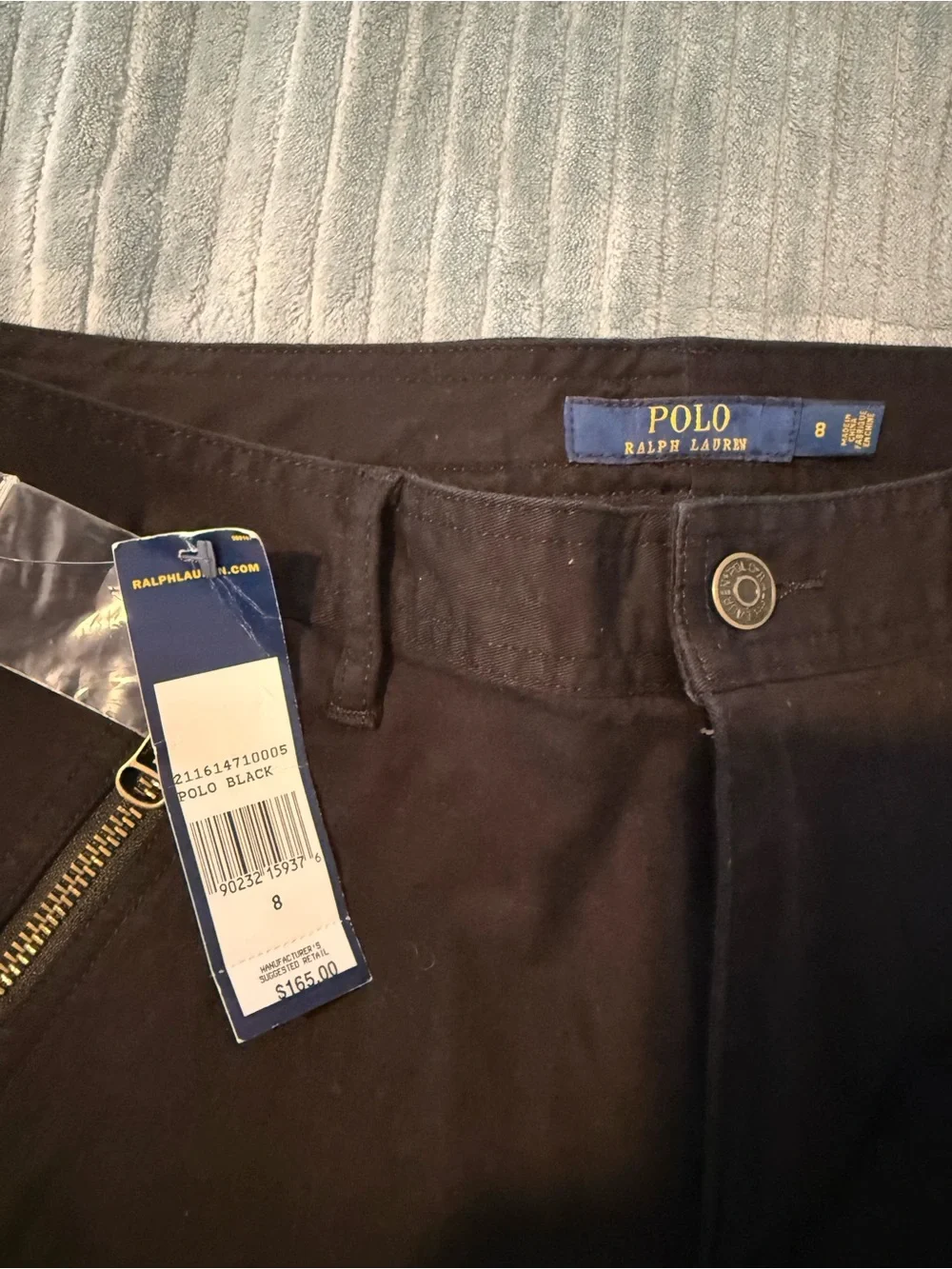 Ralph Lauren Black Men's Cargo Pants with Zip Accents